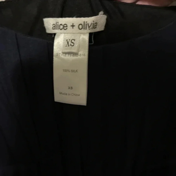 Alice & Olivia 100% Silk Mini Navy Blue Dress Womens XS Prom Homecoming Event - Picture 5 of 6